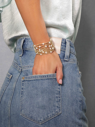 Signature Cross 3mm Gold Bracelet Off-White
