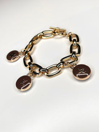 Louis Vuitton Brown Charm Gold Toggle Bracelet