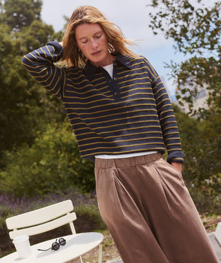 Valerie Polo Sweater Twilight & Green Stripe