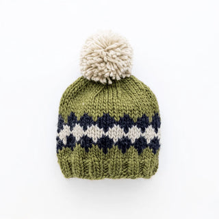 Geo Mossy Green Beanie