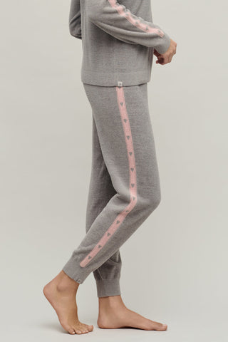 CozyChic Ultra Lite Heart Stripe  Jogger Dove Grey/Pink