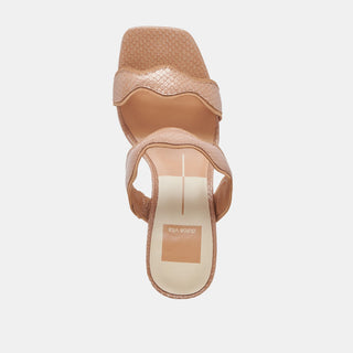 Ilva Toffee Embossed Leather Heel