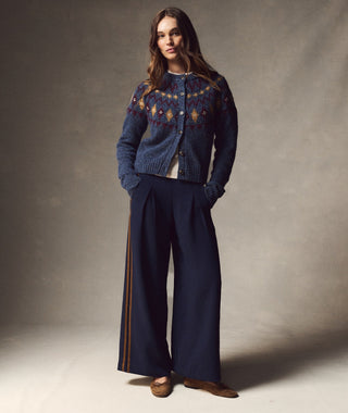 Allison Pleated Trouser Navy/Bronze