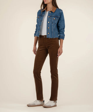 Kerry Cropped Jacket Raw Hem Contrast Collar
