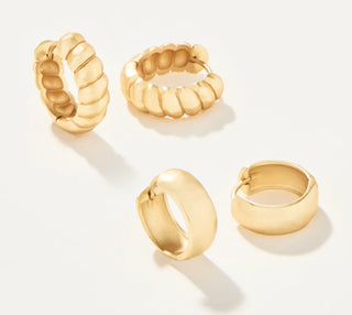 Classic Hoop Earrings Set Gold (2 pairs)