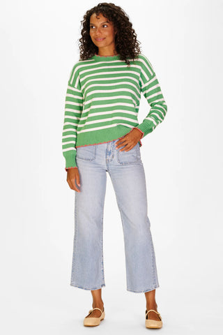 Blanket Pink Stitch Sweater Green & White Stripe