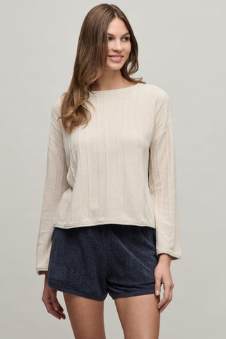 CozyChic Ultra Lite Rope Stripe Boatneck Pullover