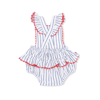 Baseball Stripe Ric Rac Ruffle Sunsuit