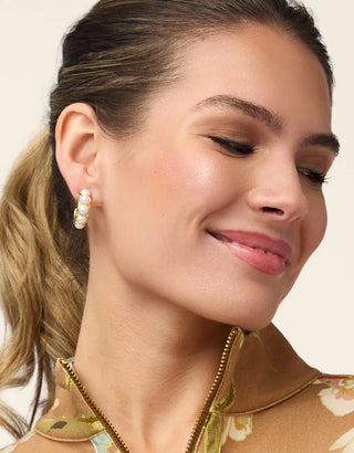 Anna Petite Hoop Earrings Pearl