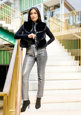 La Moda Fox Vest Black
