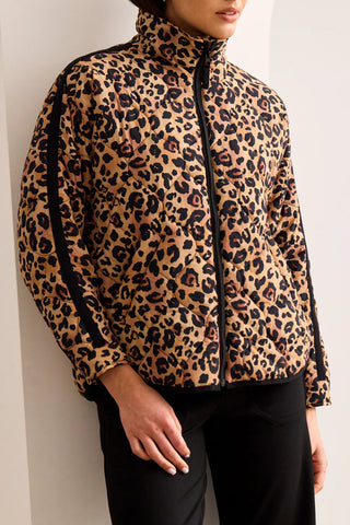 Zipped Front Quilted Jacket Biscotti