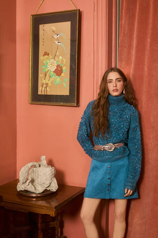 Daphne Sweater Teal Multi