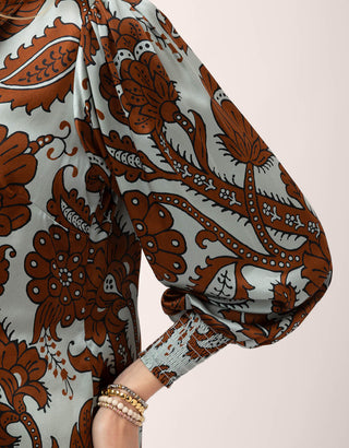 Aliya Silk Blouse Tabby Vine Sea Foam