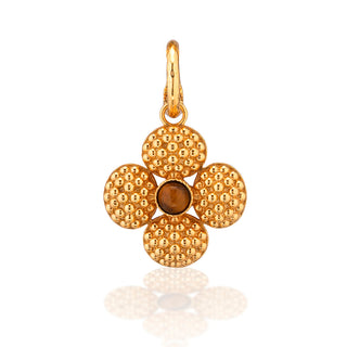 Berry Clover Double Sided Charm Pendant Tigers Eye