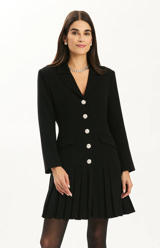 Kelly Crystal Button Dress Black