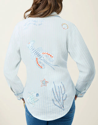 Aida Buttonfront Shirt Flagler Resort Stripe