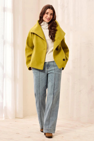 Soft Structured Funnel Neck Jacket Button Front Jacket EquinoxGold