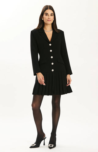 Kelly Crystal Button Dress Black