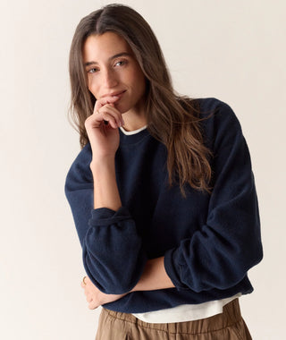 Cloud 9 Fleece Reversible Crewneck Twilight & Dusk Rose Stripe