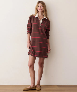 Maggie Rugby Mini Dress Chocolate & Berry Stripe