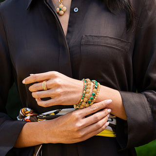 Berry Gem Hinged Bangle Malachite