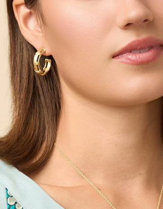Basket Weave Hoop Earrings Gold