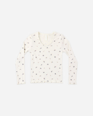 Ribbed Long Sleeve Natural Ditsy