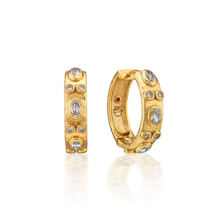 Maharani Huggie Hoop Earrings Clear Cubic Zirconia