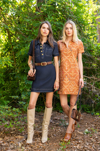 Rhoda Denim Dress Dark Bayou Rinse Wash
