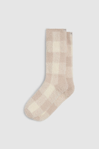 CozyChic Buffalo Plaid Socks Stone Multi