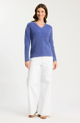 Mineral Wash V-Neck Sweater Bluing