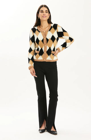 Archie Argyle Cardigan Iced Coffee/Camel/Black