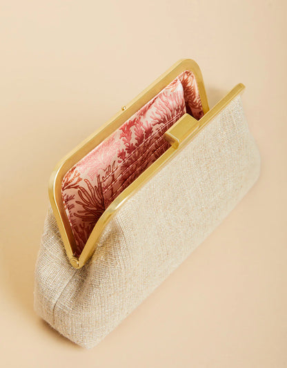 Coral Embroidered Clutch Bascom