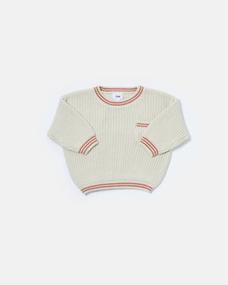 Boxy Sweater Chunky Tennis Ecru Terracotta