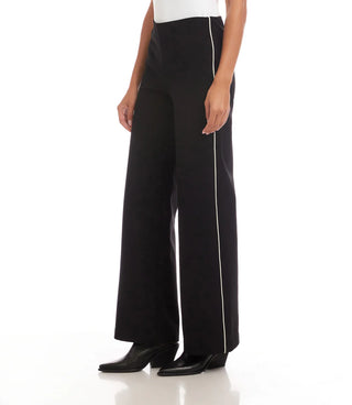 Contrast Piped Wide Leg Pant Black