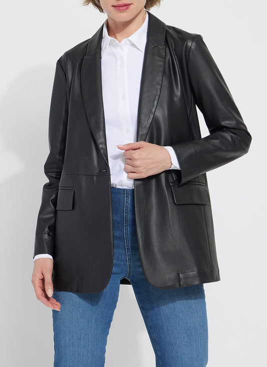 Eira Vegan Leather Blazer Black