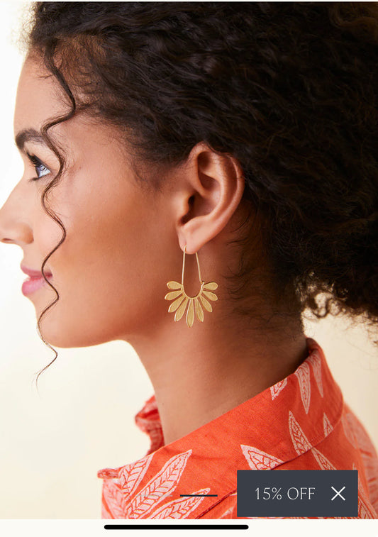 Palmetto Hoop Earrings Gold
