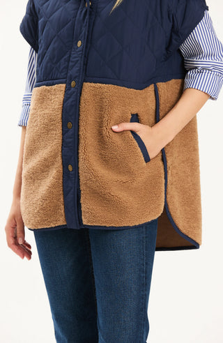 Cassidy Quilted Shearling Vest Iced Coffee