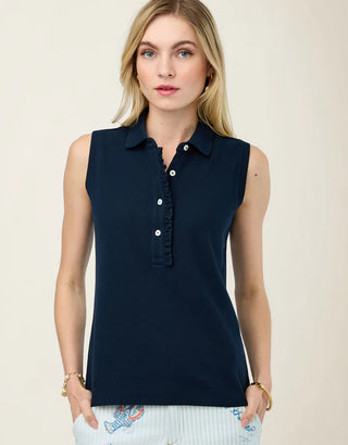 Wendy Ruffle Pique Tank Slate Blue