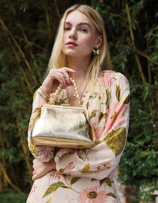 Cali Clutch Gold Leather