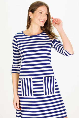Anniversary Bloomfield Dress Royal Navy Stripe