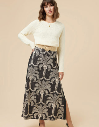 Marissa Midi Dress Bridge Street Palms Black