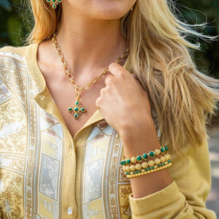 Berry Gem Petite Hinged Bangle Malachite