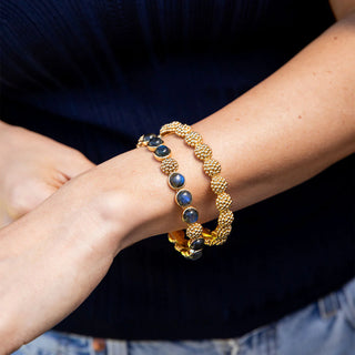 Berry Gem Hinged Bangle Blue Labradorite