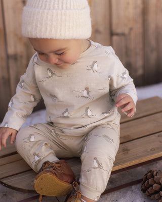Long Sleeve Tee and Pant Set Skiing Penguins