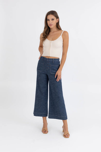 Sophie Wide Leg Cropped Pant Blinding Lights