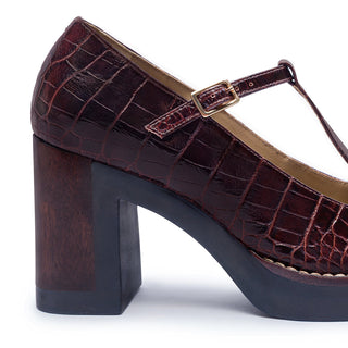 Noto T-Strap Mary Jane Pump Chocolate Wine