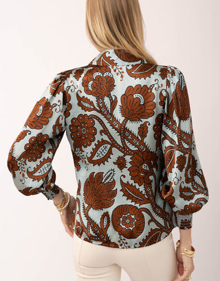 Aliya Silk Blouse Tabby Vine Sea Foam