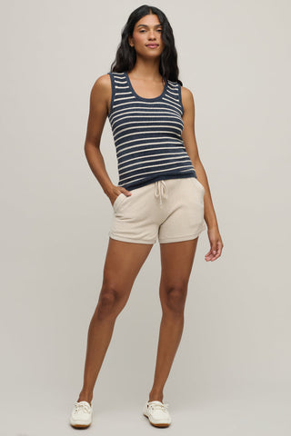 CozyChic Ultra Lite Contrast Rope Stripe Tank Indigo Stone