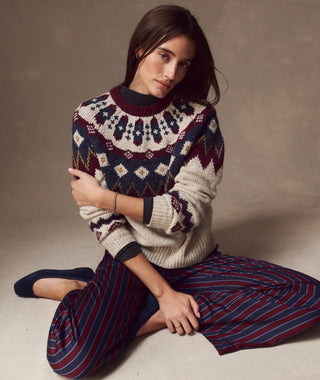 Donegal Fair Isle Sweater Oatmeal and Cabarnet